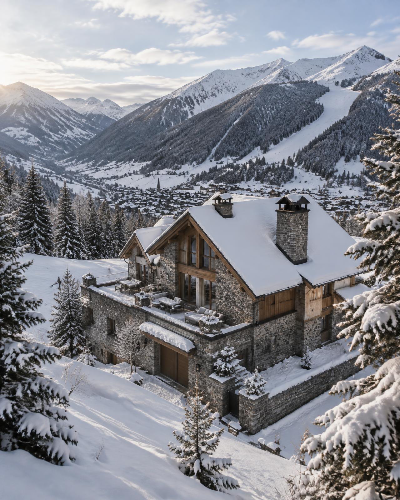 Fotografía aérea de propiedades en Baqueira / Val d'Aran